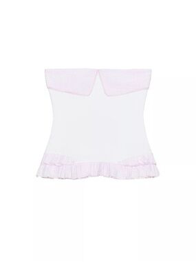 Zara White&Pink Strapless Top